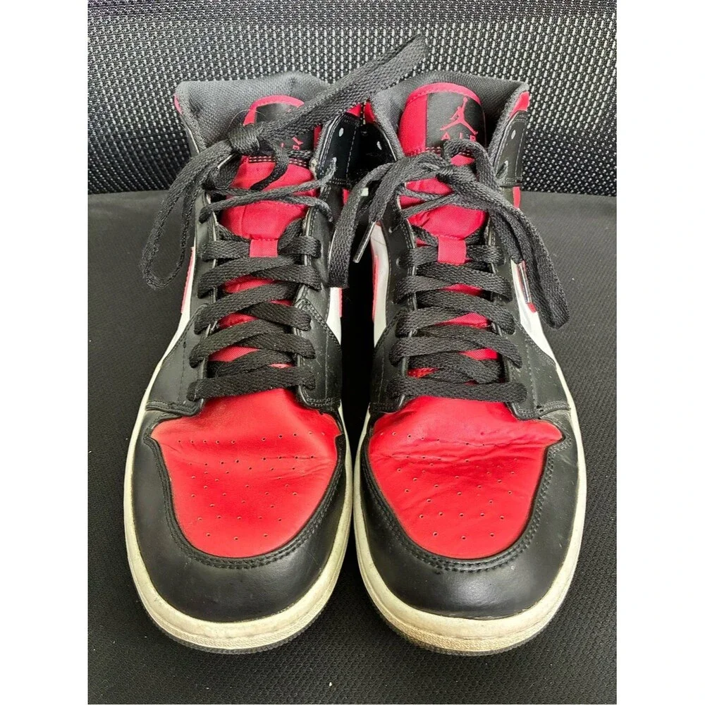 Nike Air Jordan 1 Mid White Bred Toe MENS Sz 12 #554724-079